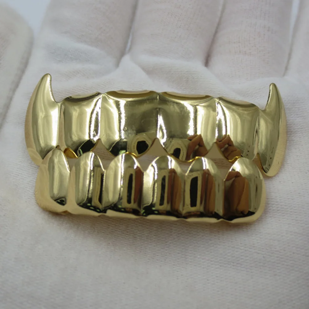 Plated Golden Teeth Braces Shiny European and American Hip Hop Jewelry Bottom Set