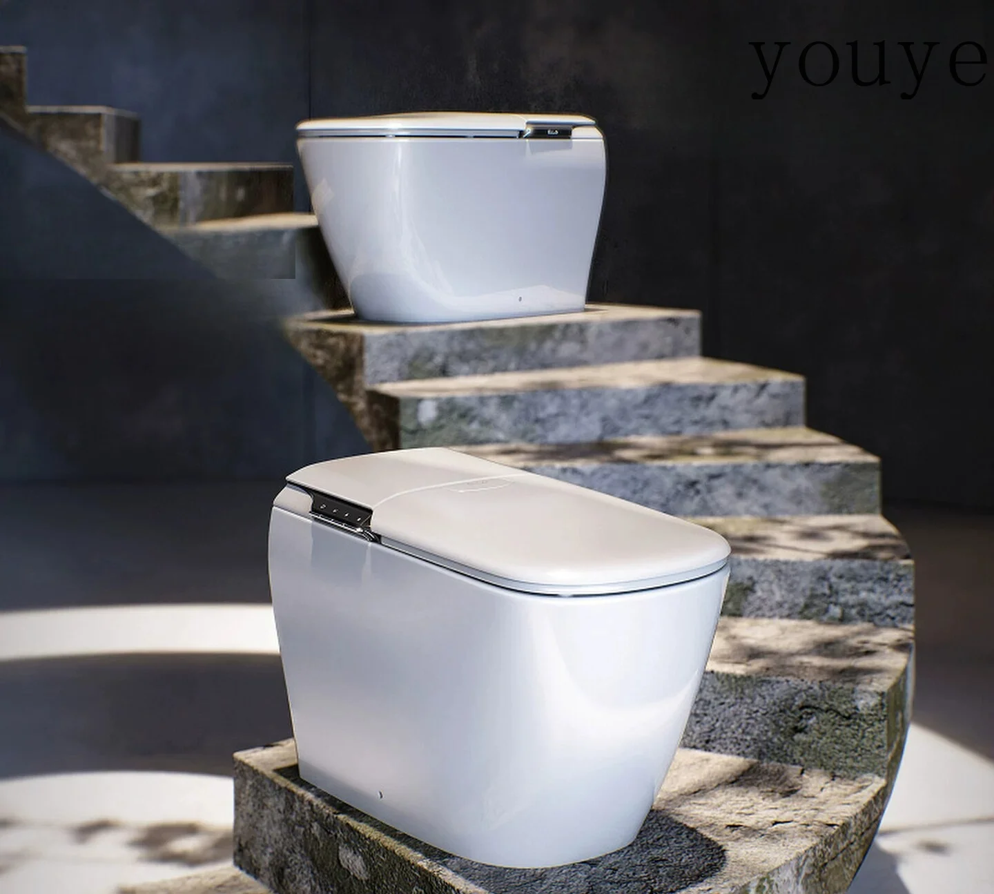 Ultra-thin smart toilet with water tank 0 water pressure automatic flushing induction opening lid