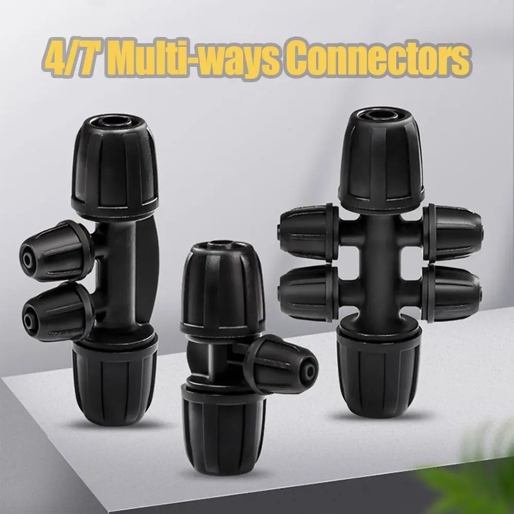 8/11' to 4/7'mm Multi-ways Connector PE Pipe Lock Tee Drip Irrigation Joint 4/7mm Hose Garden Accessory Locked Connector