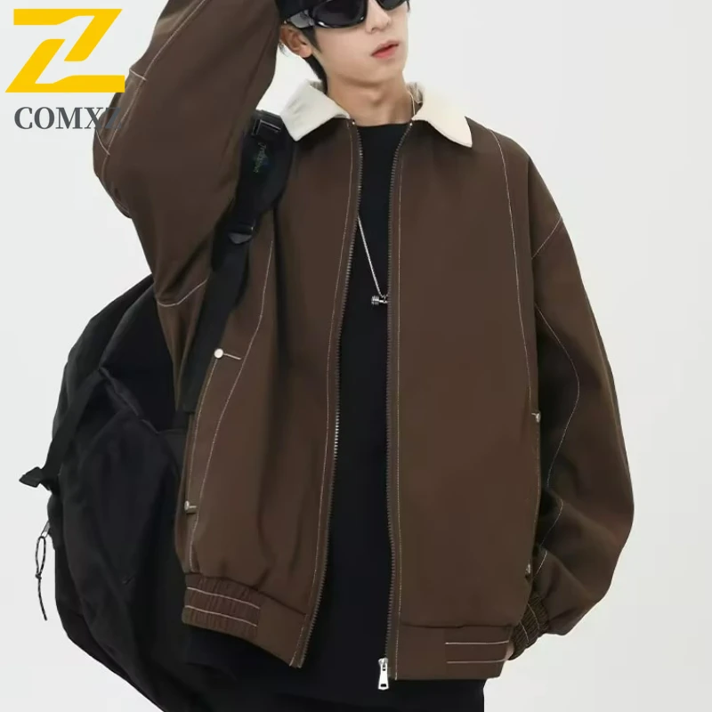 

COMXZ Мужская зимняя новая одежда премиум-класса с воротником-стойкой, уличная дорожная морозостойкая парка, простая легкая ветровка в городском стиле