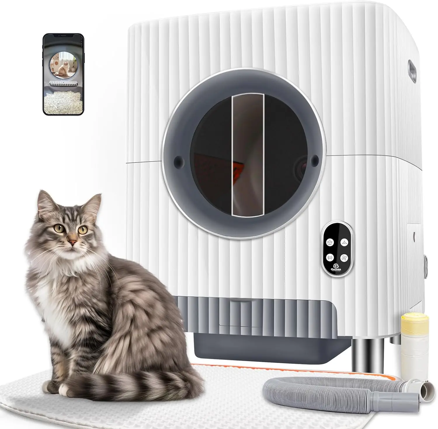 Customized LOGO Automatic Cat Toilet Smart APP Control Video Self Cleaning Cat Litter Box For 3.3-22lbs Cats