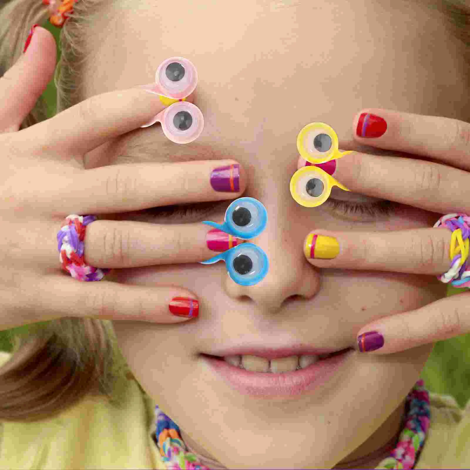 24 Uds anillo de ojo portátil niños rompecabezas juego Adorable educativo dedo ojos inteligentes niño