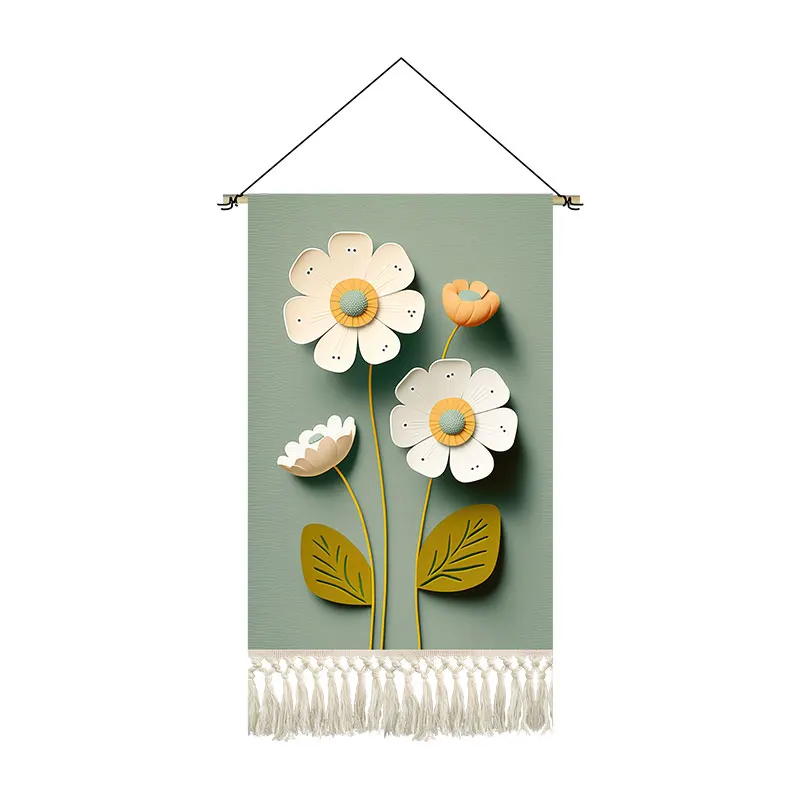 

​3D Floral Fabric Wall Decor - Minimalist Cozy Tapestry for Bedroom, Girls Room & Dorm, Room Decor Aesthetic Hanging