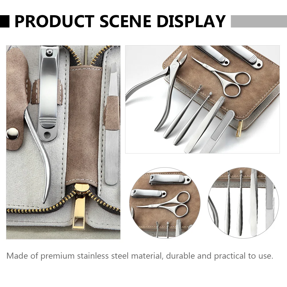 مجموعة واحدة متينة من مقصات الأظافر المصنوعة من الفولاذ المقاوم للصدأ، أدوات مانيكير احترافية للاستخدام المنزلي والصالون، حقيبة PU رائعة #4