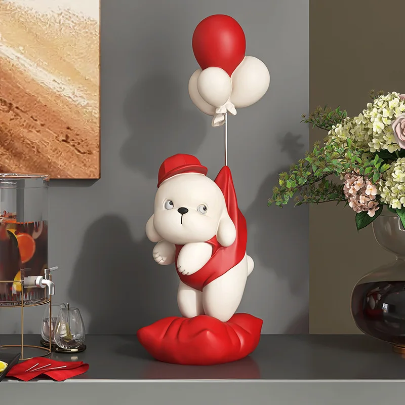 Large Creative Dog Sculptures Balloon Puppy Statues,Home Decorative Ornaments Figurine For TV Cabinet Living Room Decoration New