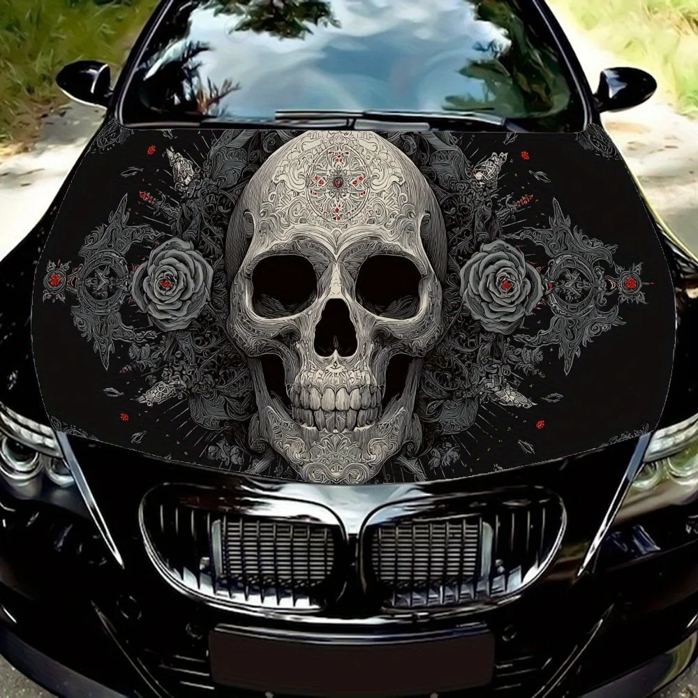 

Виниловые обертывания для автомобиля из ПВХ с принтом черепа и рун, самоклеящаяся водонепроницаемая наклейка на капот автомобиля, защитные наклейки для украшения автомобиля f