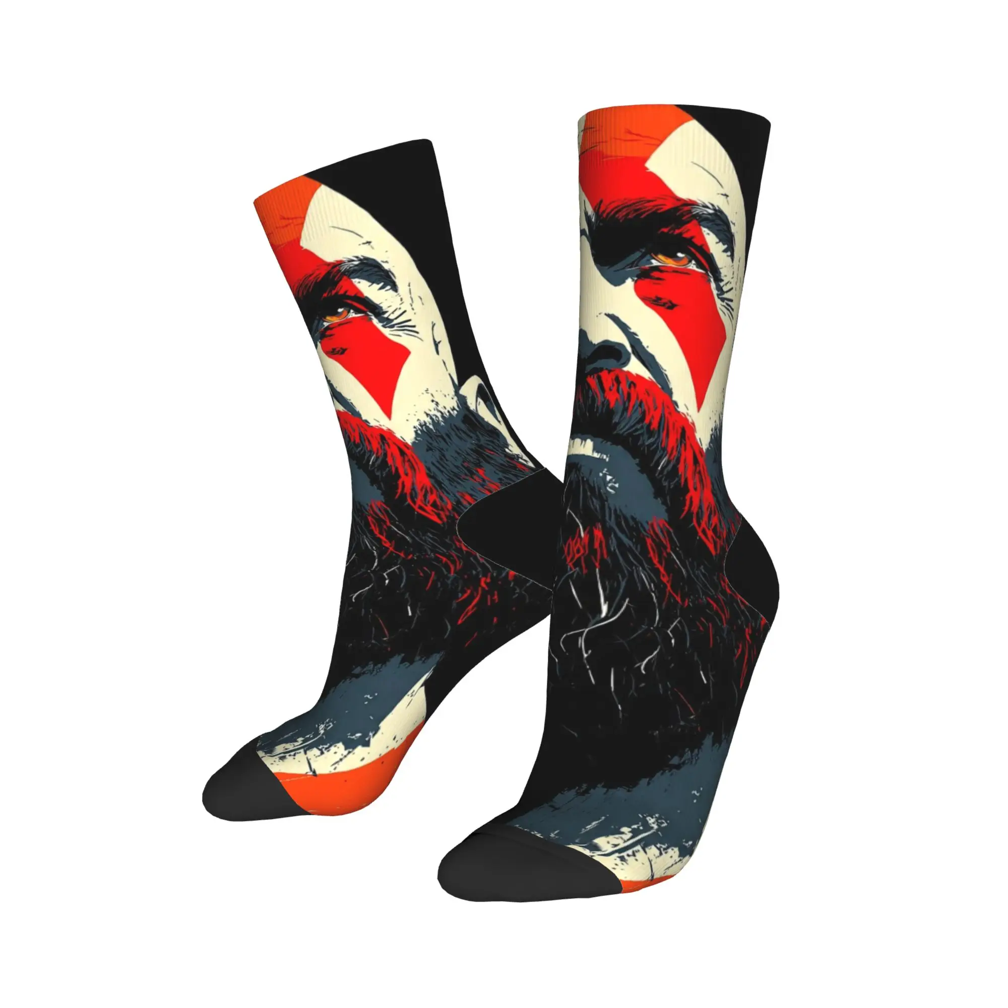 Kratos Socks God  War Games Pattern Stockings Non Slip Men's Socks Quality Winter Korean Outdoor Socks