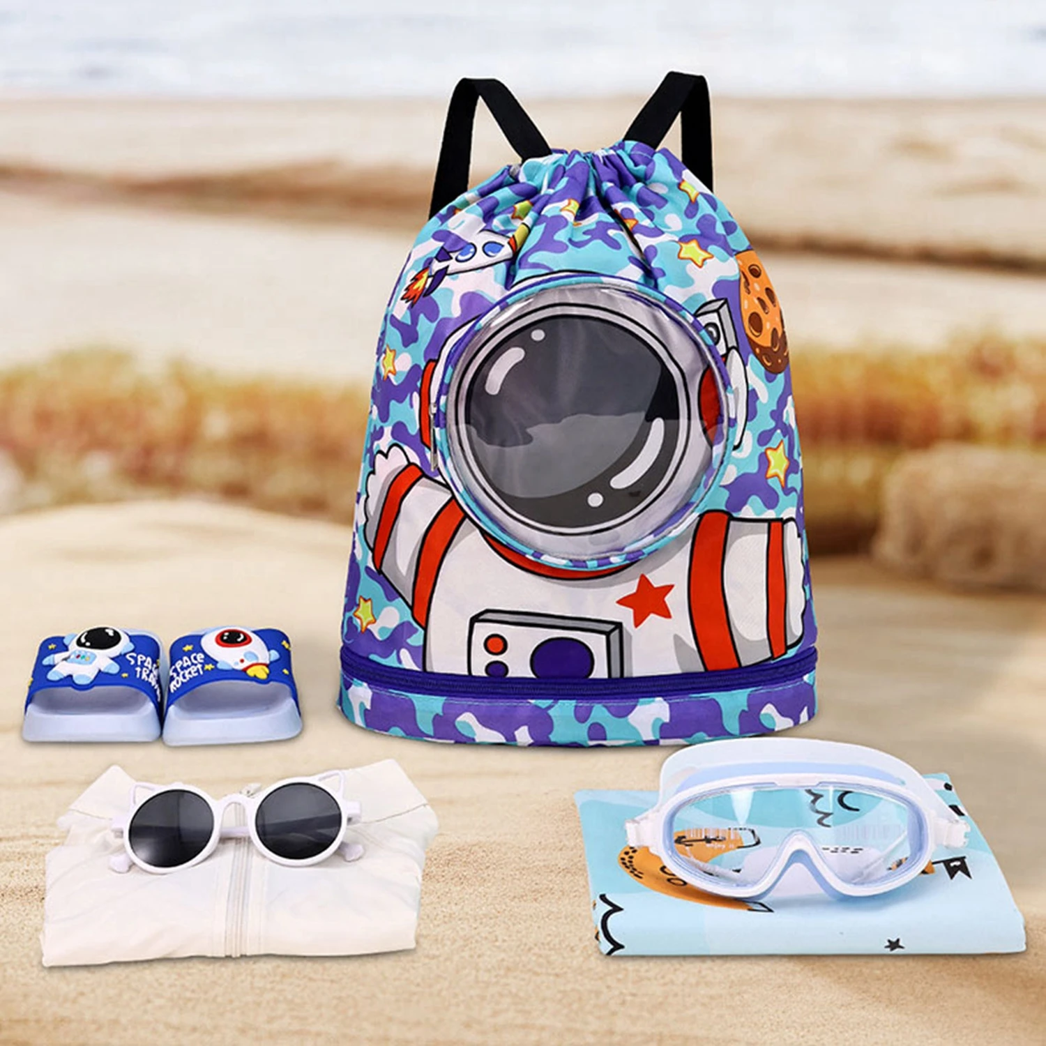 1PC Swimming bag wet and dry separation, shoe compartment, backpack, travel waterproof storage bag, beach bag, drawstring strap