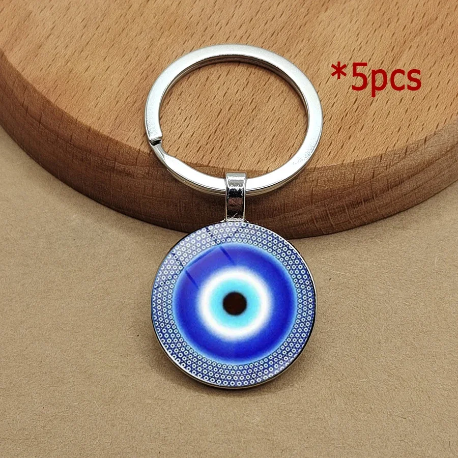 Fashion Blue Evil Eye religious Photo Round glass keychain Evil Eye pendant keyring Eyelash Big Evil keychains Jewelry gift