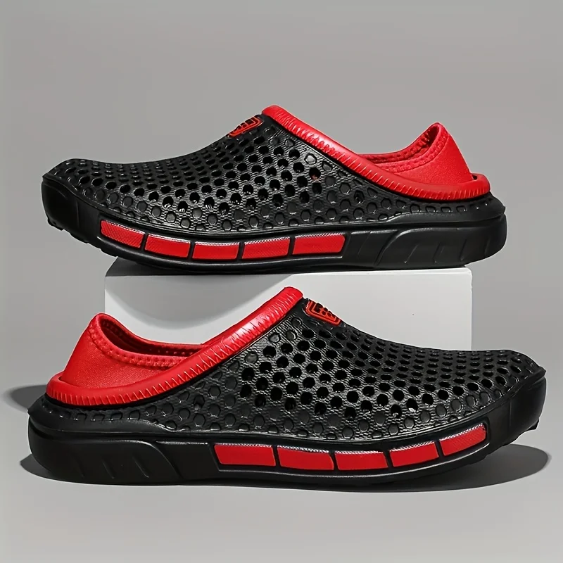 صنادل الصيف الرجالية قباقيب عادية جولة تو الانزلاق على في الهواء الطلق نمط هندسي المضادة للانزلاق ثقب الشاطئ الأحذية زائد 46 47 شبشب رجالي #5