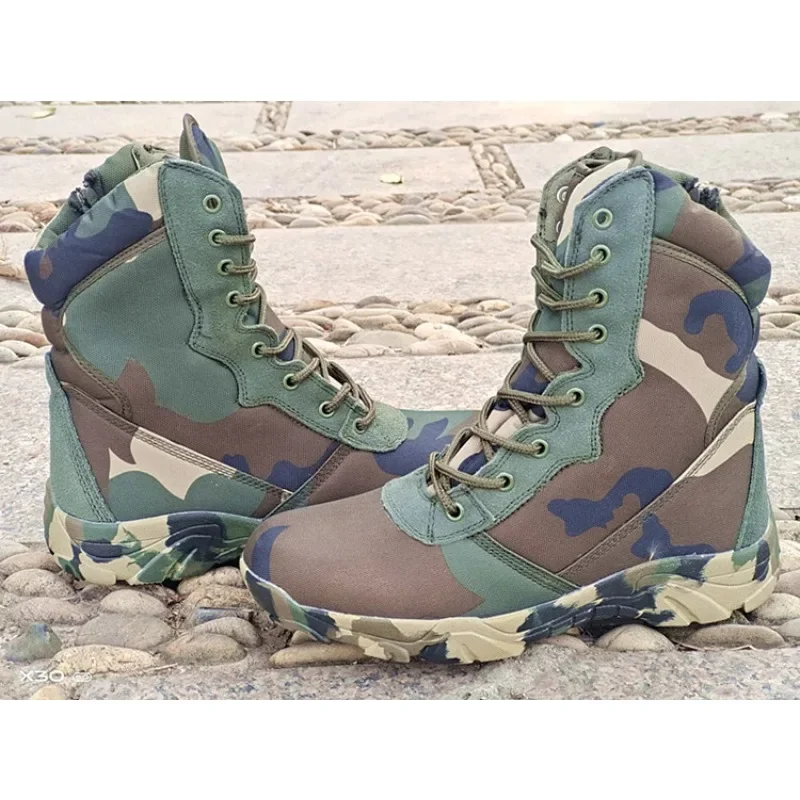 Outdoor Training Men Tactical Boots High-Top Desert Shoes Camouflage Combat Hunting Climbing Botas Hiking Shoes