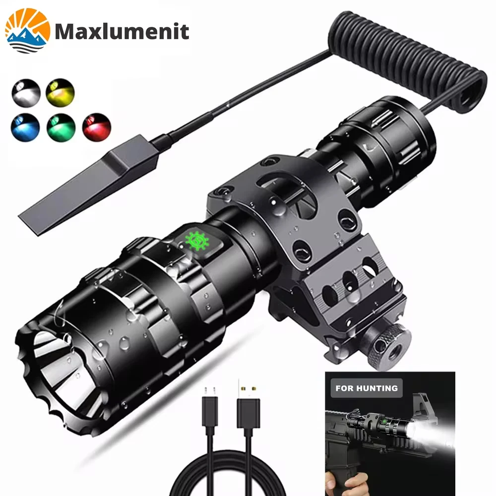 High Lums Professional High Power LED Flashlight Tactical Scout Torch Lights L2 Rechargeable Waterproof Fishinglights Hunting