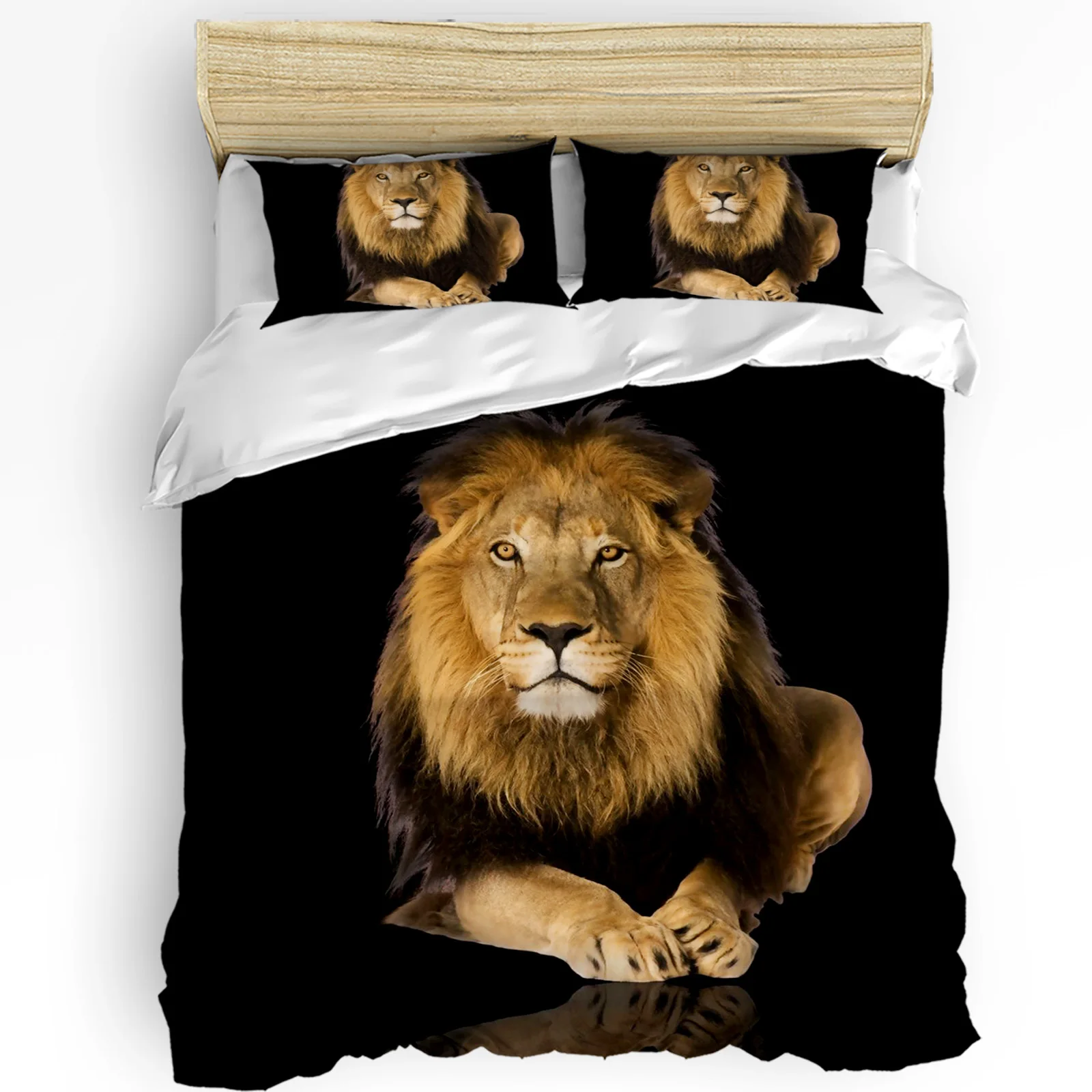 

Lion Black Duvet Cover with Pillow Case Custom 3pcs Bedding Set Quilt Cover Double Bed Home Textile