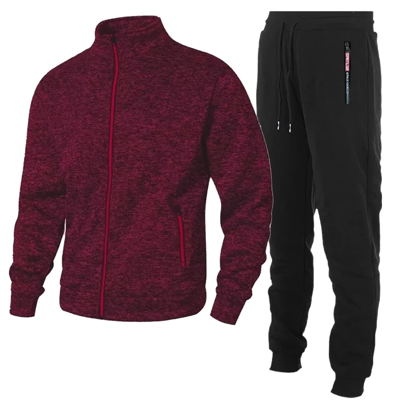 2 Pieces Men's Stand Sweatshirts Zipper Cardigan Coats Outdoor Long Sleeve Streetwear Sport Warm Oversize Baggy Pants