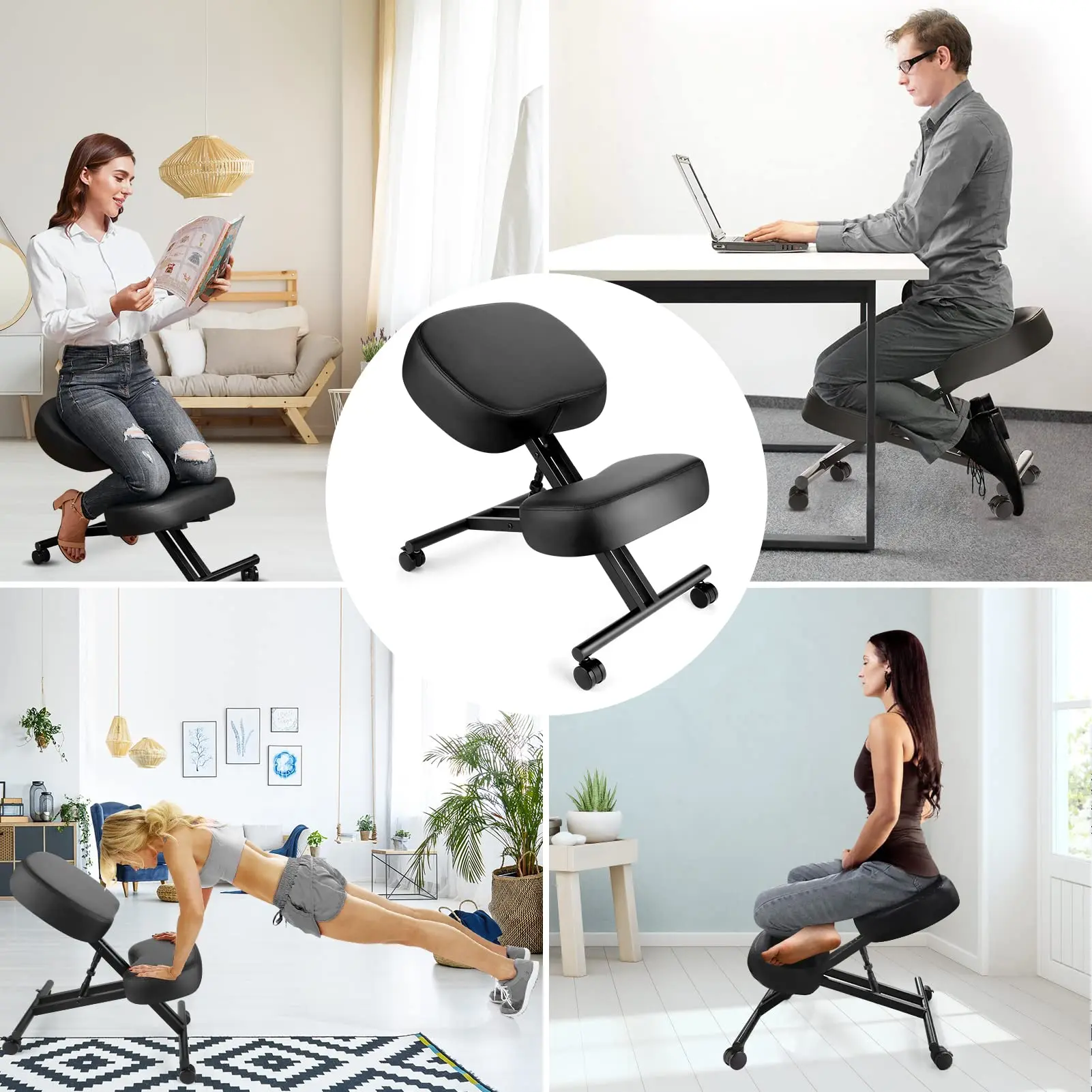 Kneeling Chair Ergonomic for Office, Adjustable Stool for Home and Office - Improve Your Posture with an Angled Seat view 4