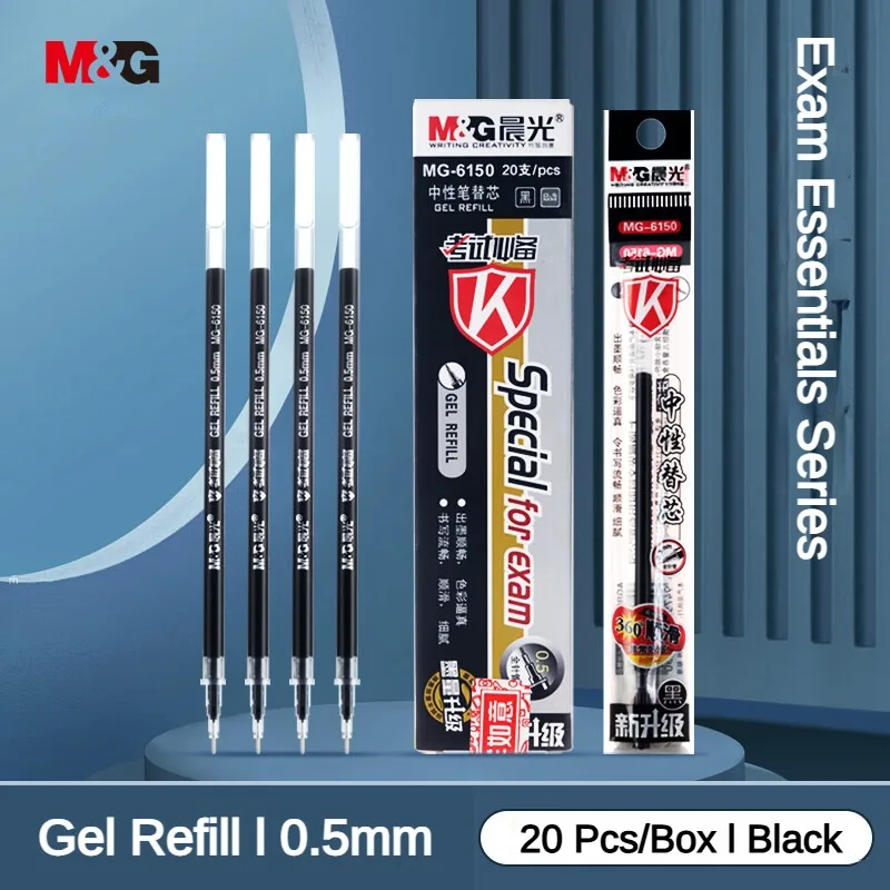 

M&G 0.5mm Black 20pcs Gel Pen Refill Ballpoint Pen Refill Full Barrel Signature Pen Refill Smooth and Good Writing @MG6150A
