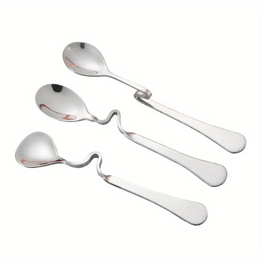 Small Coffee Honey Fruit Tea Mixing Stainless Steel Tableware Hanging Cup Spoon Scoop Hanging Wall Metal Bending Handle Scoop