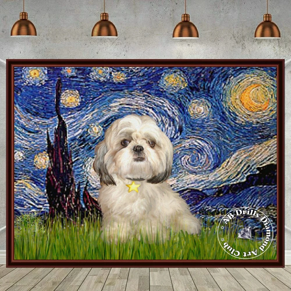 Shih Tzu Cute Dog 5D DIY AB Diamond Painting Embroidery Pet Animal Cross Stitch Mosaic Pictures Handmade Home Decor 2023 New