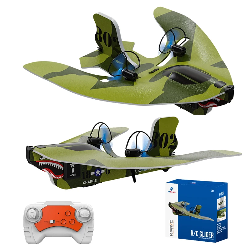 

2.4G RC Plane Foam Glider, Remote Control Flying Model Aircraft with LED Lights, RC Airplane Toy Gifts for Kids