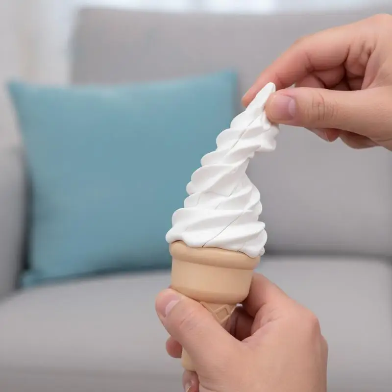 Retractable Ice Cream Realistic Fidget Toy Durable Stress Relief Squeeze Toy for Office Workers Party Prank Props