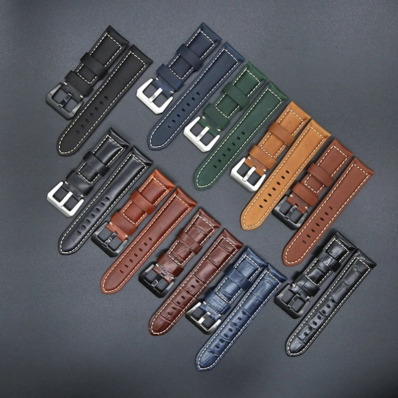 20mm 22mm 24mm 26mm Cow Leather High-Quality Watchband For Panerai Garmin Samsung Huawei Watch Strap Band Bracelet Wristband