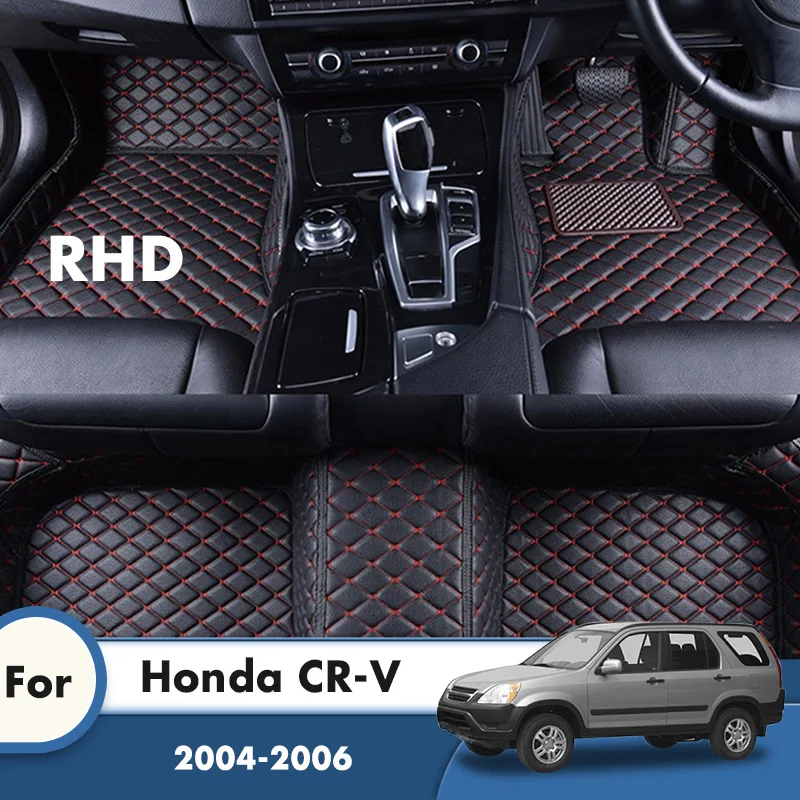 

RHD Leather Car Floor Mats For Honda CR-V 2006 2005 2004 Auto Interiors Accessories Car Styling Custom Carpets Leather Foot Pads