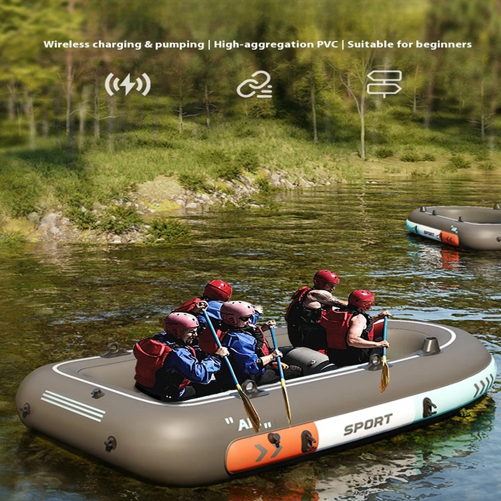 Kayak de pesca inflable, grueso, resistente al desgaste con carga inalámbrica y PVC de alto polímero para principiantes y uso en exteriores