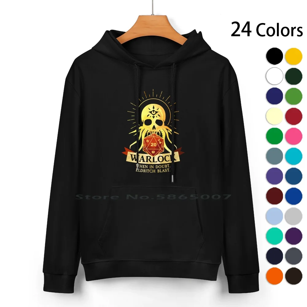 Warlock : When In Doubt , Eldritch Blast Pure Cotton Hoodie Sweater 24 Colors Warlock Meme Dnd Warlock D D Warlock And Warlock