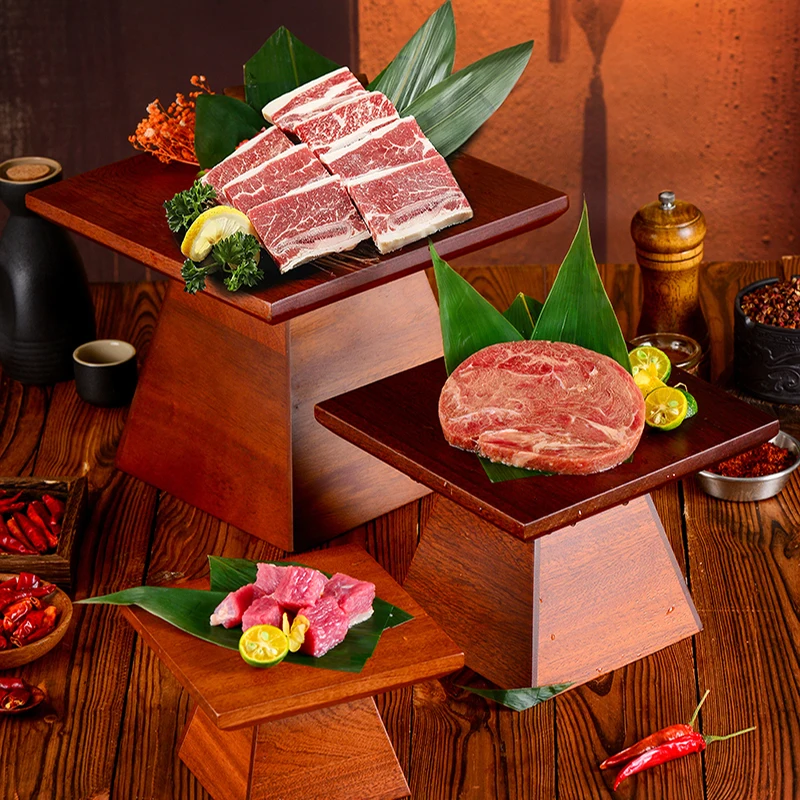 Commercial Creative Features Japanese BBQ Meat Shop High Foot Square Beef Tableware Hot Pot Dishes