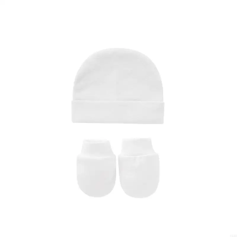 

95AE Solid Color Spring Autumn Summer Single Layer Mittens Socks Warm Cap for Infants Newborn Toddler Gifts