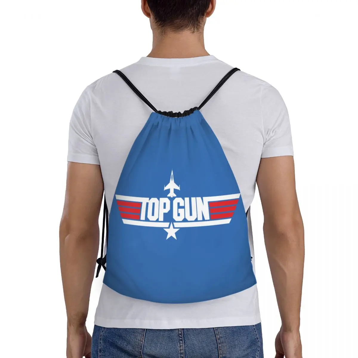 Maverick Film Top Gun Drawstring Sacos Mulheres Homens Portátil Ginásio Esportes Sackpack Compras Armazenamento Mochilas