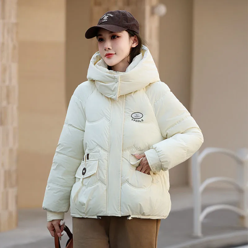 2025 Winter New Women's Down Short Coat Korean Detachable Hat Female Loose Thin Cotton-padded Jacket Padded Down Cotton Overcoat