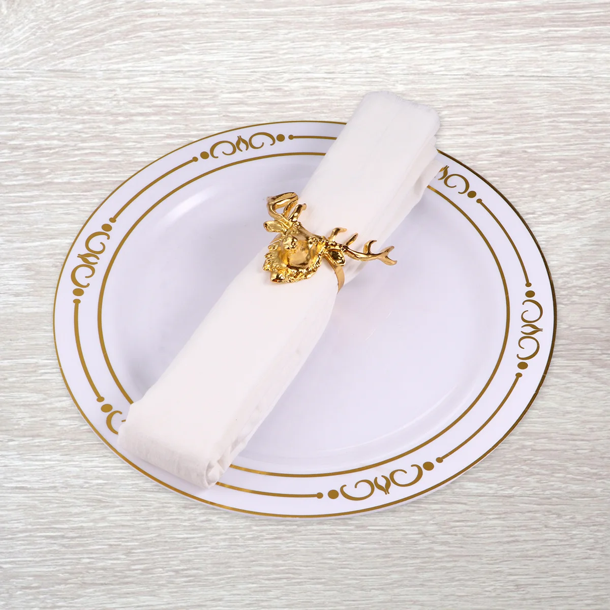 

4 Pcs Deer Head Napkin Buckle Alloy Holder Christmas Rings Decorations Restaurant Holders Banquet Gold