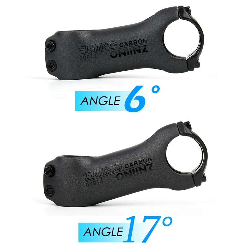 ZNIINO T1000 Carbon MTB Bicycle Stem 6/17 Degree 31.8MM Carbon Road Bike Stem Positive and Negative Cycling Power Parts