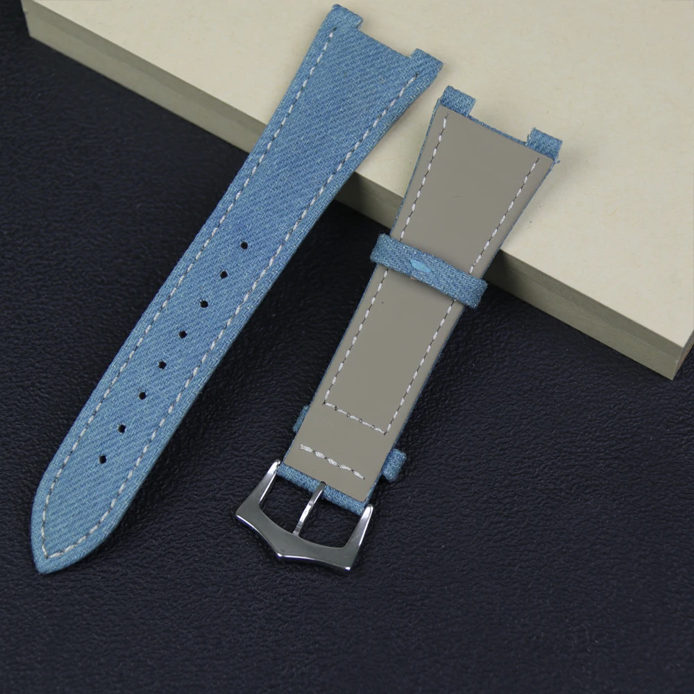 Substitute PP for Patek Philippe Parrot Gaya Brilliant Denim Glitter Series  Watch Band for Men, Concave Interface Band