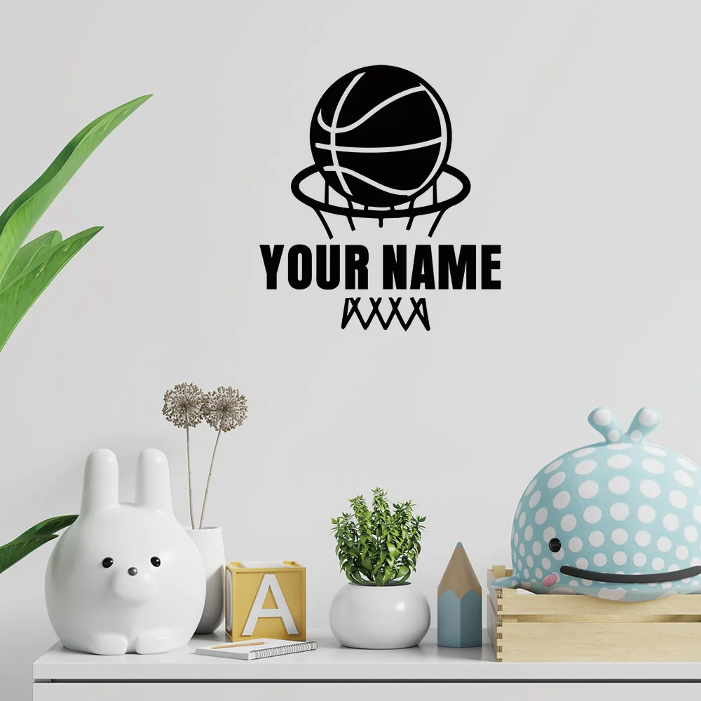 1pc Cartoon Style Personalize Custom Name Basketball Vinyl Decals Wall Stickers For Bedroom Wall Decal Home Decor