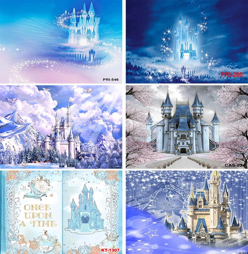 

Lovely Cinderella Castle Dreamy Carriage Cartoon Princess Vinyl Backdrop Princess Girls Birthday Party Background Photography