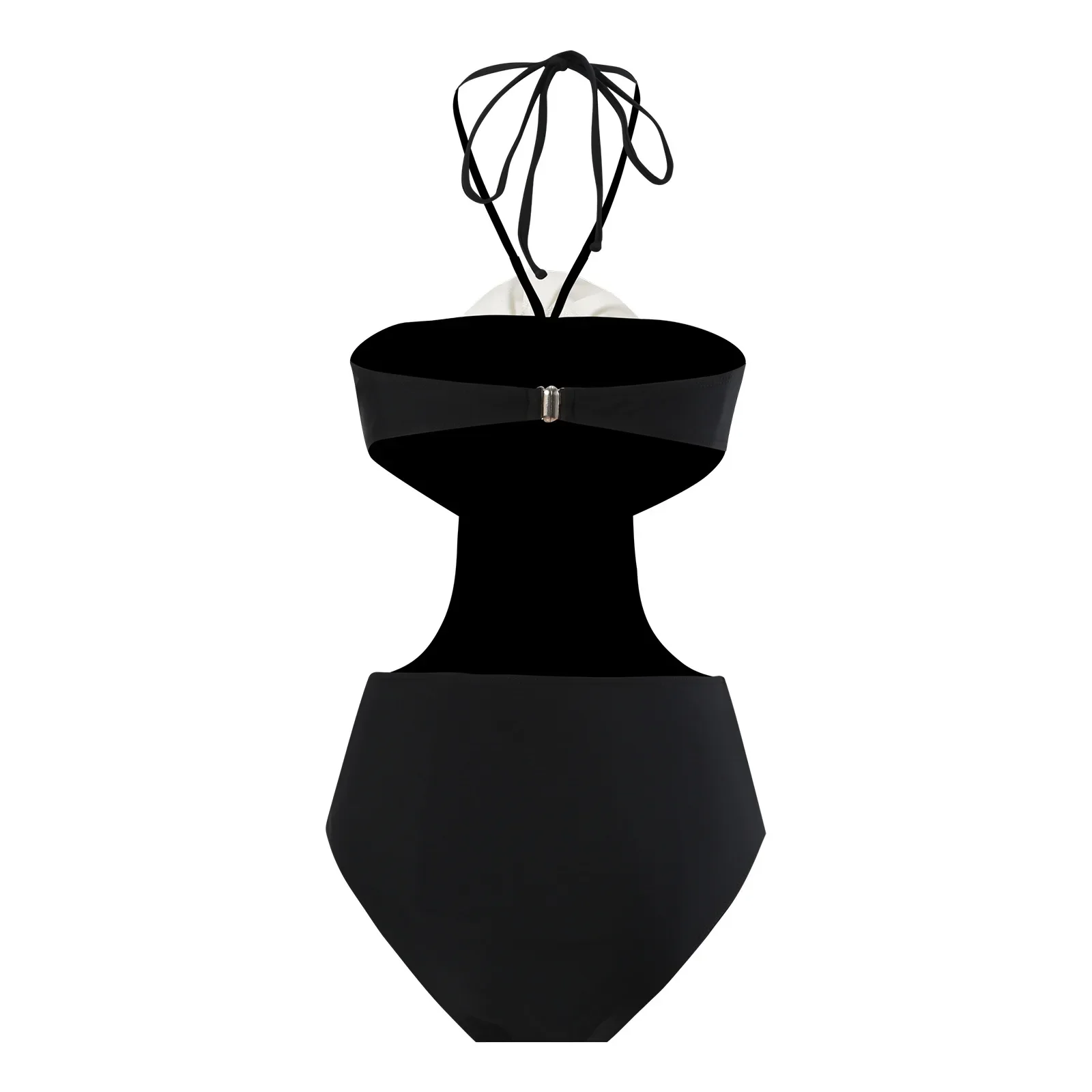 sexy 3D white flower cut out swimsuit one piece black bikini padded thong swimwear female bathing suit biquini bodysuits