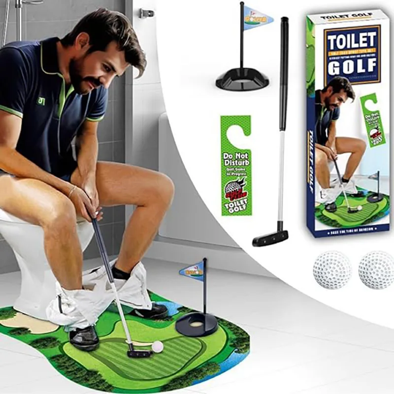 1 Set Mini Indoor Putting Green Spielzeug Toiletten-Golfbälle Spielset für Badezimmer Lustige Unterhaltung Perfektes Geschenk für Papa oder Freund