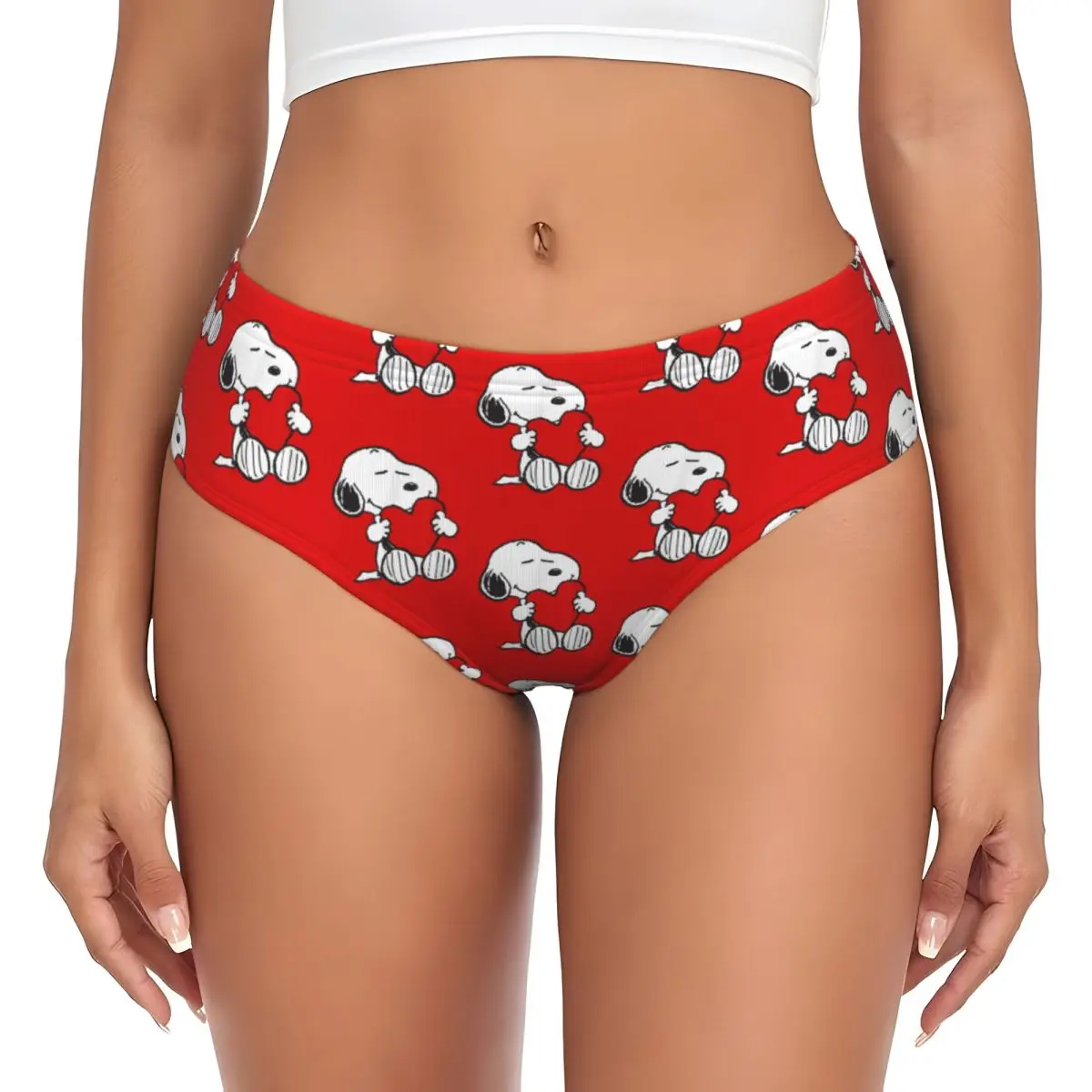 Printed Peanuts Valentine Snoopy Hugging Heart Panties Briefs Women Underwear Soft Underpants for Female