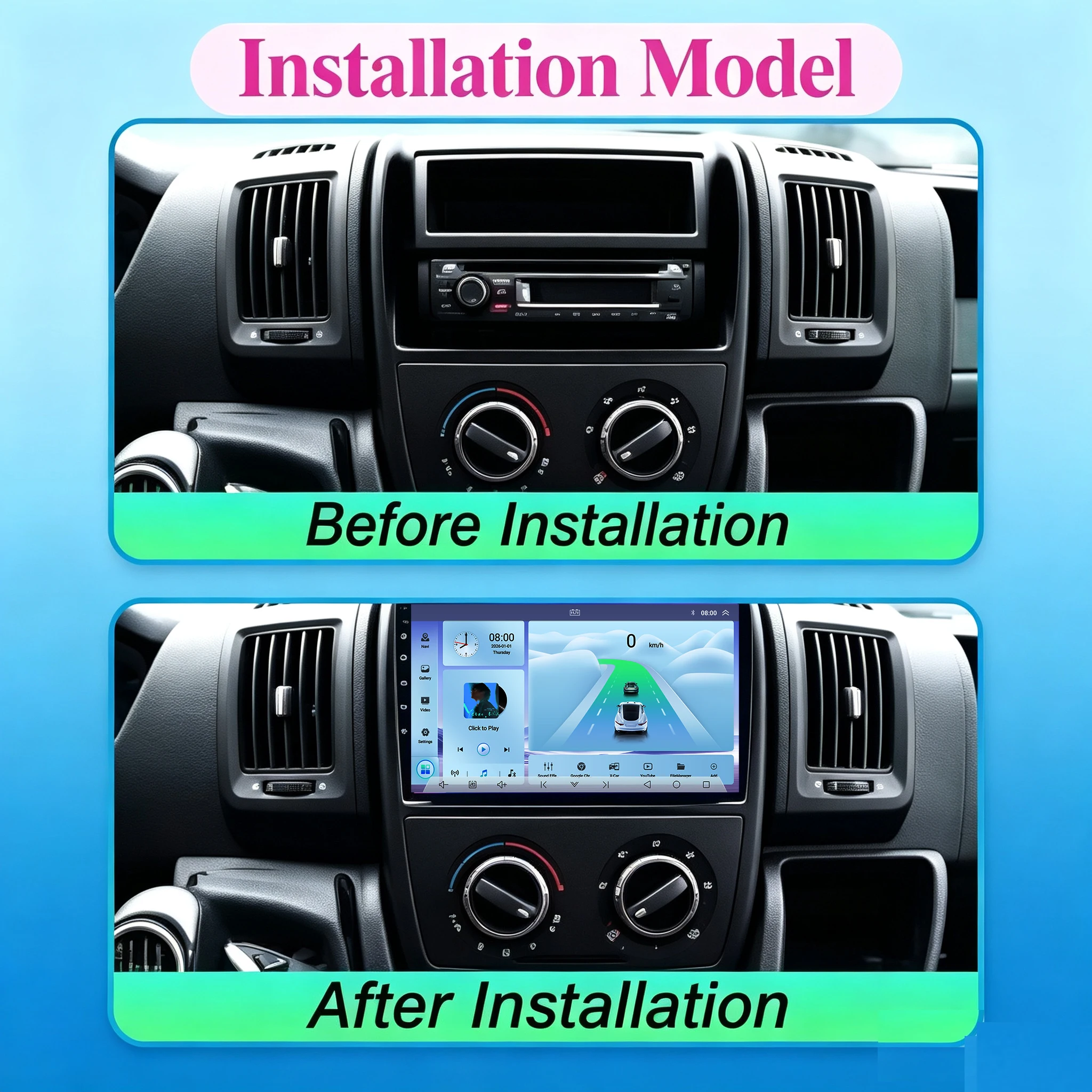 Cortex-A76 Octa-Core Android 16 Car For Fiat Ducato Peugeot Boxer Citroen Jumper 2 2006-2022 Touch Screen Video Player WIFI DVD