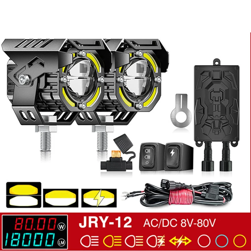 

Motoled 2Pcs Motorcycle Auxiliary lights Headlight Fog Lamp for yamaha r15 v2 Led Accessories 80W 18000LM Moto Spotlight