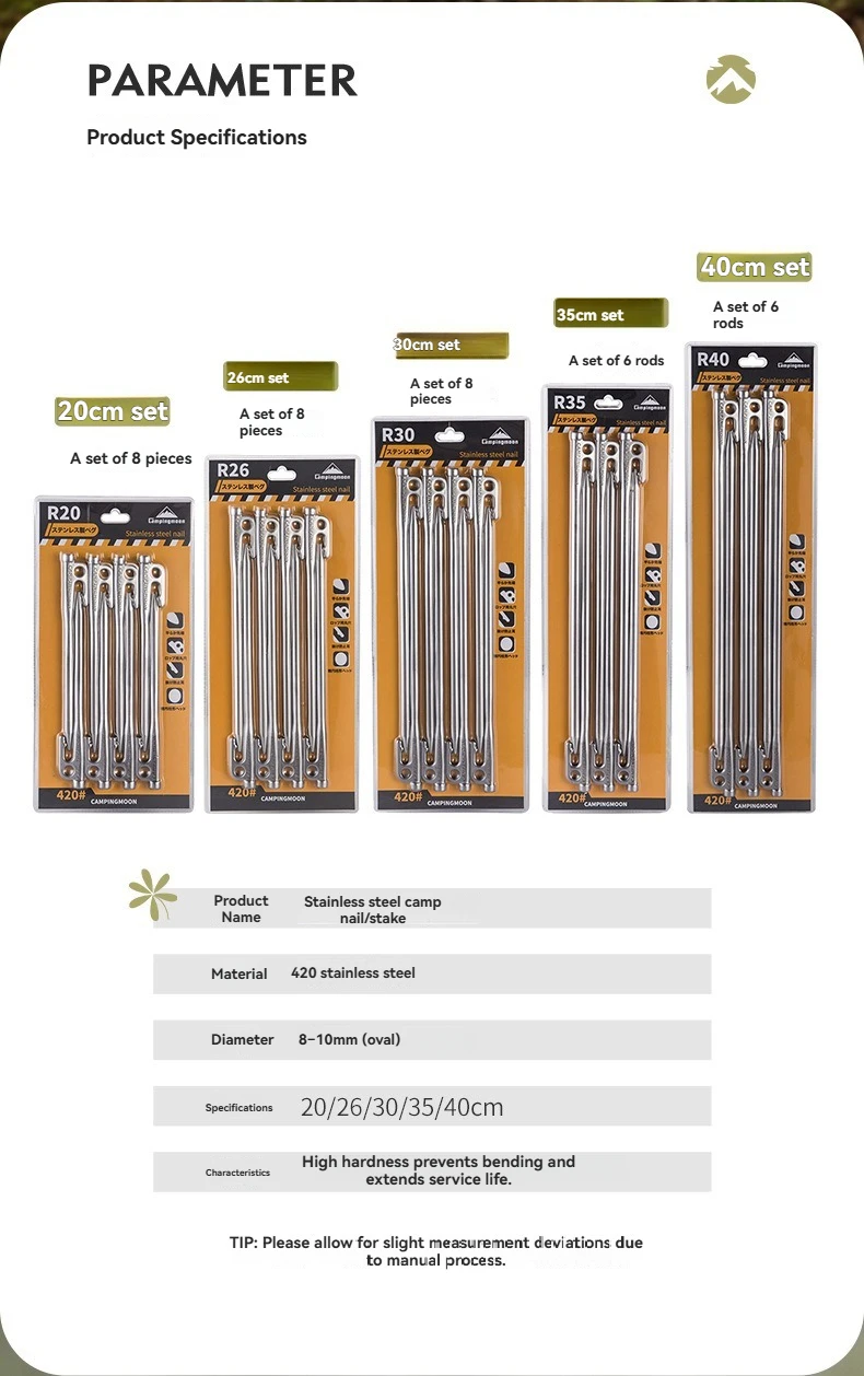 campingmoon-r-series-420-stainless-steel-canopy-fixed-tent-camping-nail-set-camping-site-nail-camping-outdoor-extended-tent-nail