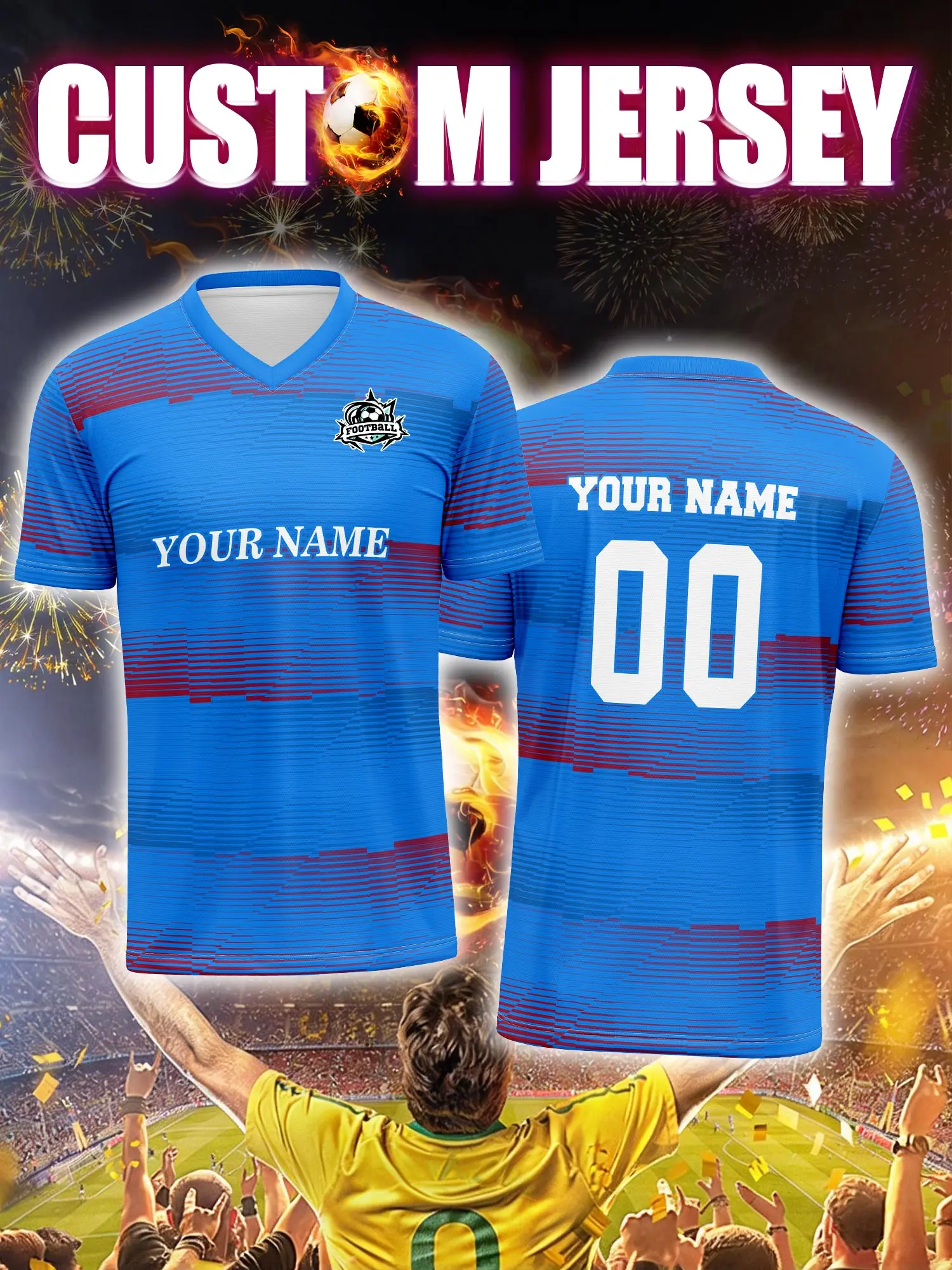 

Футболка для болельщиков с индивидуальным дизайном, номером и именем, онлайн-дизайнерская футболка для фан-клуба с возможностью персонализации.