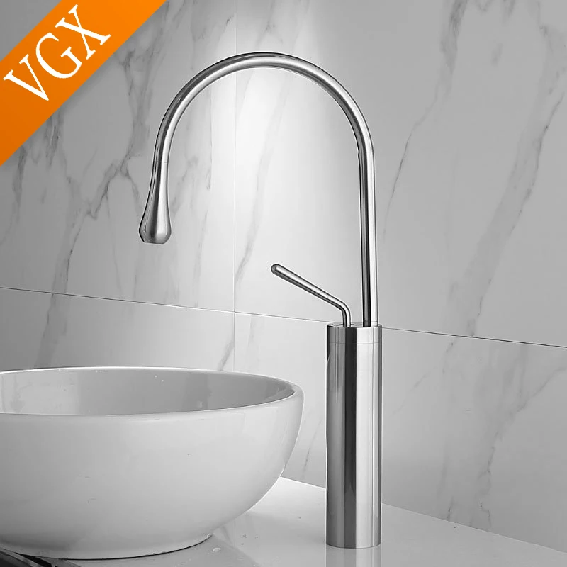 Imagem -02 - Vgx-tall Bathroom Faucets Misturador de Alta Bacia Sink Tall Faucet Lavatório Torneira Água Quente e Fria 360 Tapware Latão Preto