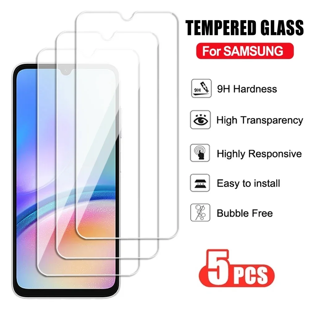 5Pcs HD Tempered Glass For Samsung Galaxy M55 5G M15 M15 M54 M34 M14 4G M04 Screen Protector Film