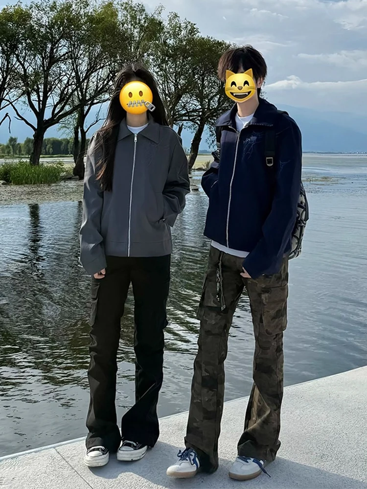 

Джинсы American Sle Workwear с высокой талией, прямые брюки, мужские и женские, большие размеры, Cleanfit, расклешенные брюки, осенние