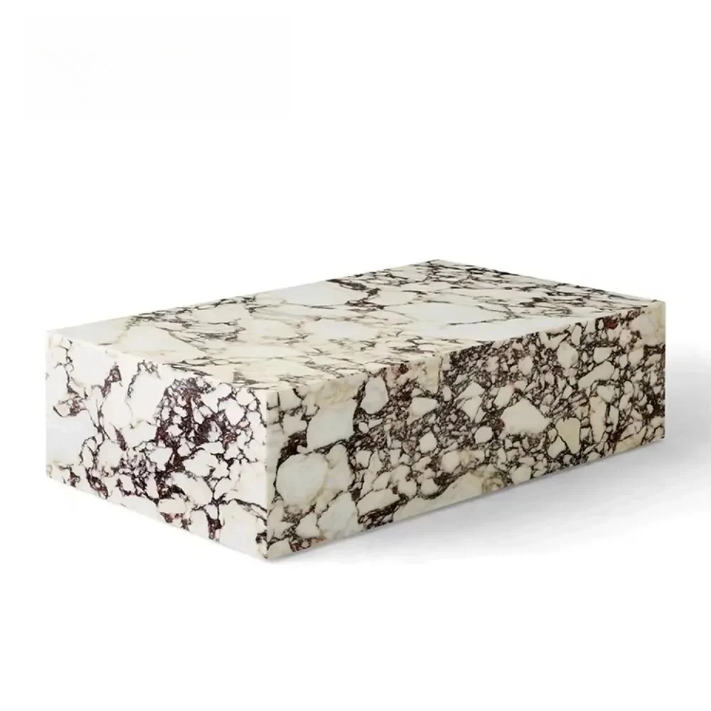 Customize Nature Calacatta Viola Low Plinth Marble Coffee Table Marmor Cube Black Tables