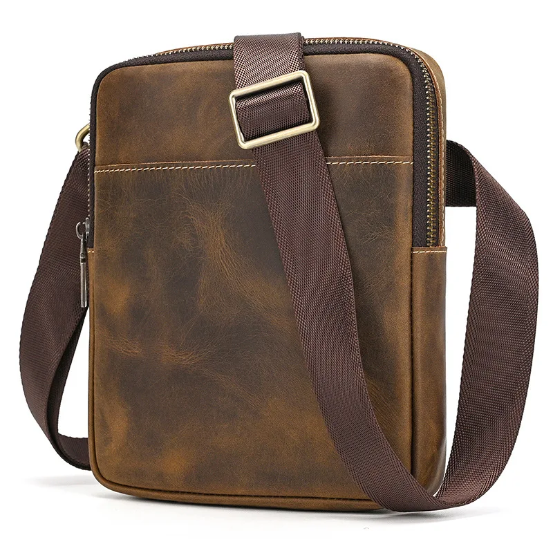 

Retro Style Mini Shoulder Bag Genuine Leather Crossbody Bags Real Cowide Small Sling Bags Cowkin Men Male Bags For Phone Purse