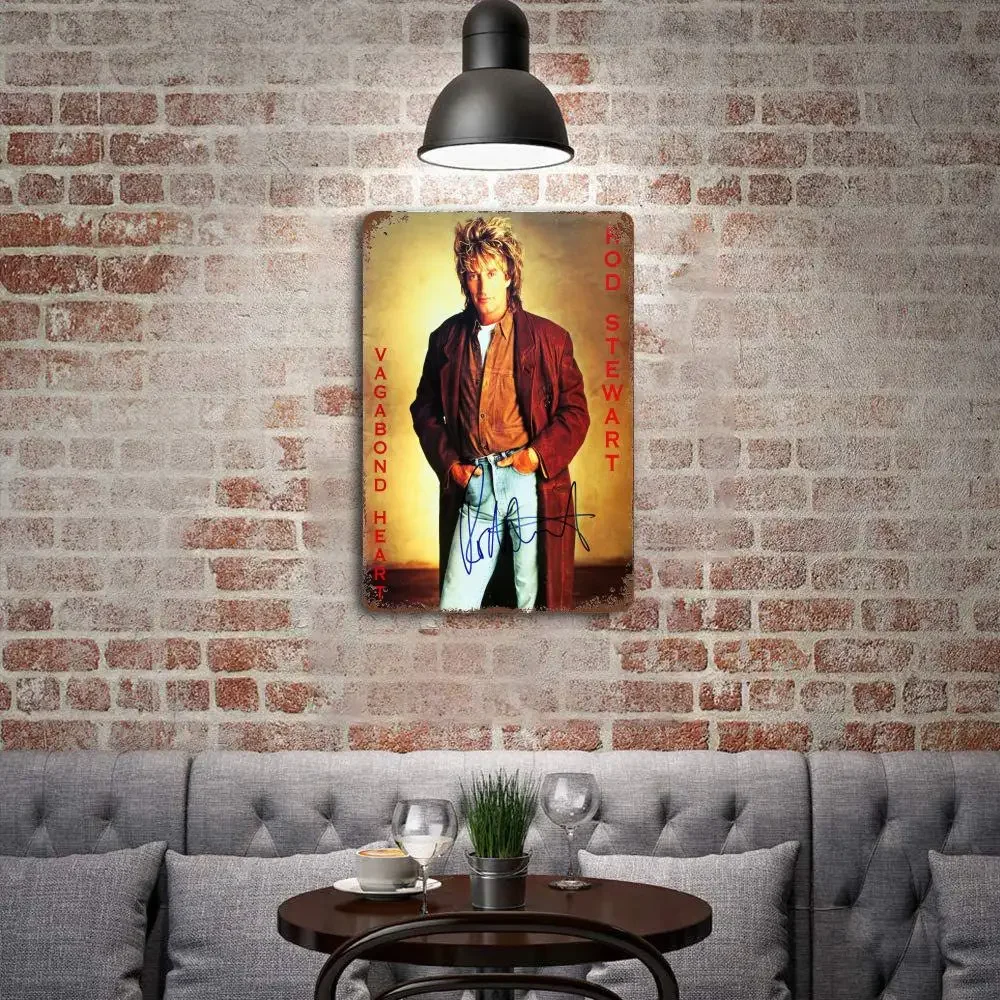 Rod Stewart Singer metal Decor Poster Vintage Tin Sign Metal Sign Decorative Plaque for Pub Bar Man Cave Club Wall Decoration